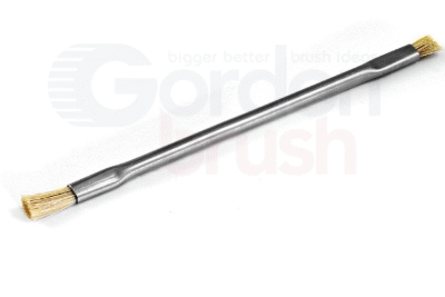 Double-ended Applicator Brush — 6.35mm Tapered / 12.7mm Flat Horse Hair with Stainless Steel Handle
